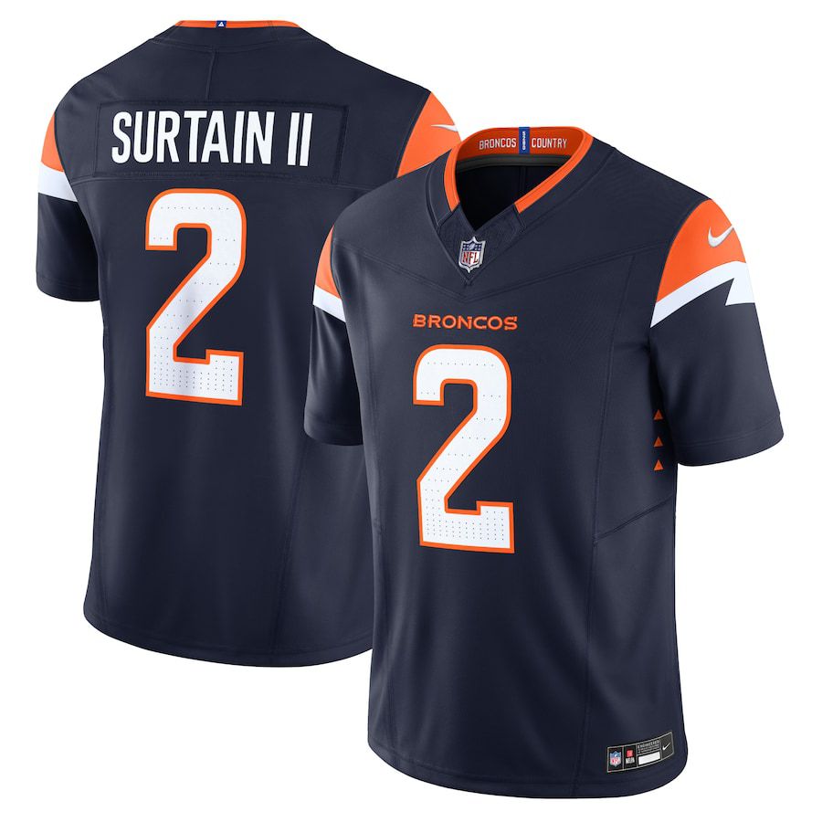 Men Denver Broncos 2 Patrick Surtain II Nike Navy Alternate Vapor F.U.S.E. Limited NFL Jersey